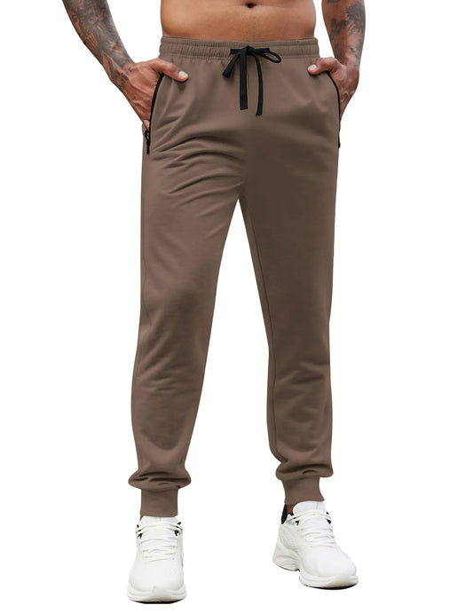 COOFANDY Men Lightweight Joggers Pants Drawstring Elastic Waist Jogger Workout Pants Running Gym Joggers Brown XXL