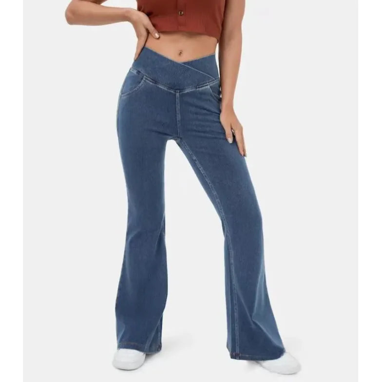 High Waist Hip-Lifting Bell-Bottom Denim Pants